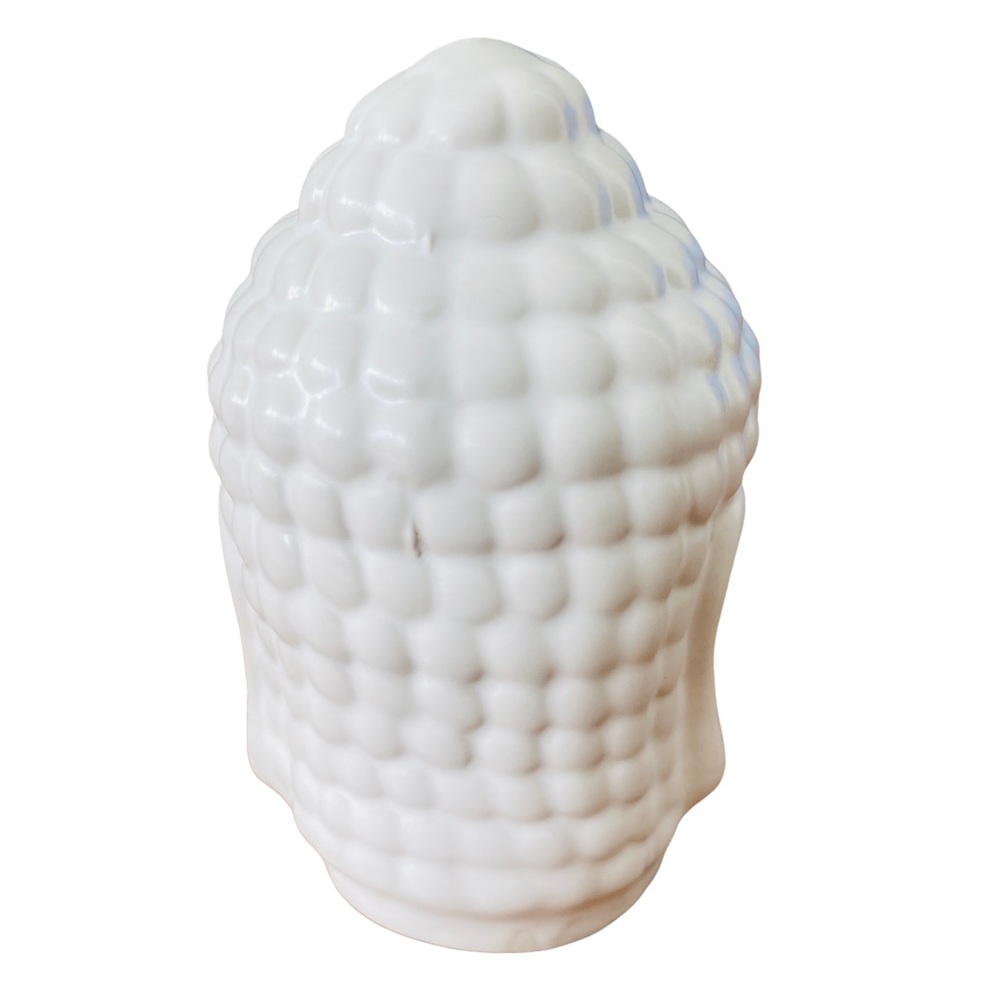 NEW Set of 2 Small White Buddha Head Ceramic Statues - Picture 11 of 11